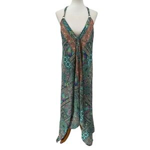 Bohemian Silk Maxi Dress with Paisley Print